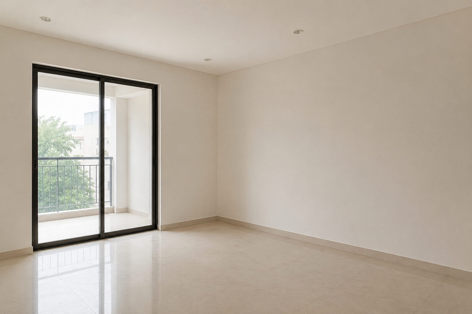 Plain empty home indoor space before organic plant transformation